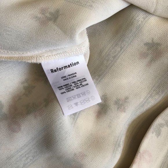 Reformation Twilight Midi Dress Sz4 Surrey Blue Cream Floral Stripes Cocktail - Picture 8 of 9